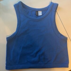 Blue H&M Crop Ribbed Tank Top